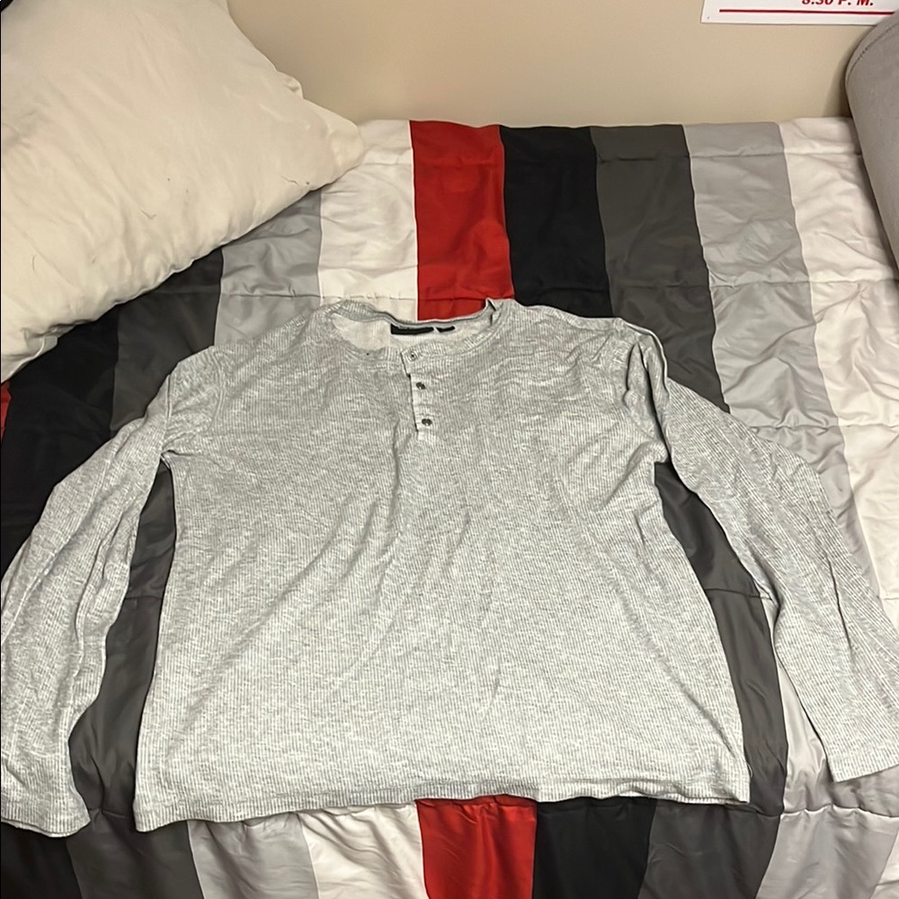 Men's Gray Henley Shirt